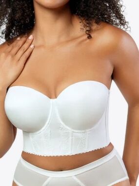 Longline Strapless Bustier — White